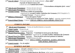 PROGRAMUL ZILELOR JIMBOLIENE, 23 - 26 IULIE 2015